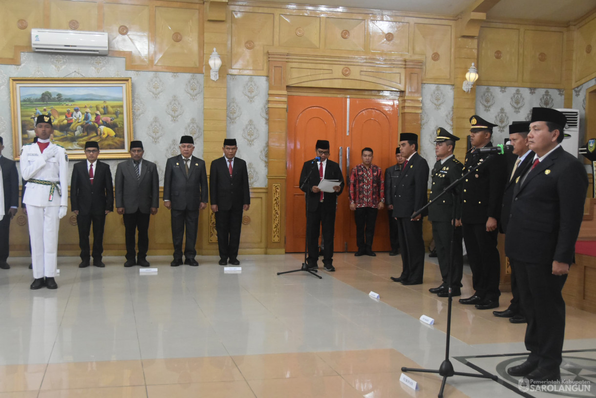 15 Agustus 2024 -&nbsp;Pengukuhan Pasukan Pengibar Bendera Pusaka, Bertempat di Aula Utama Kantor Bupati Sarolangun