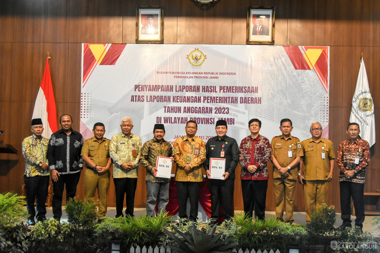 28 Mei 2024 - Penyampaian Laporan Hasil Pemeriksaan Atas Laporan Keuangan Pemerintah Daerah Tahun 2023 Di Wilayah Provinsi Jambi Di Kantor Perwakilan BPK Jambi