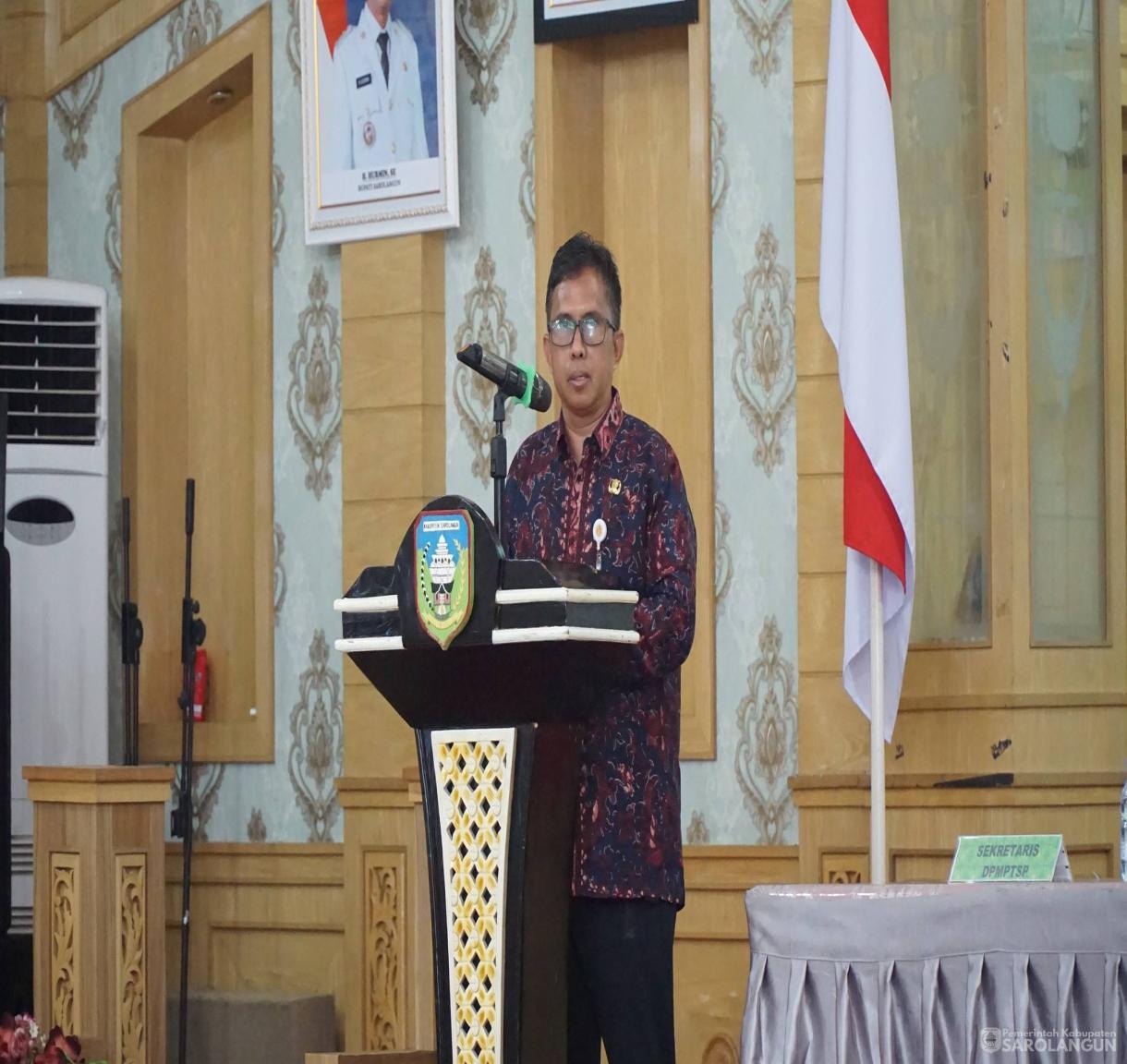 21 Mei 2026 Staff Ahli Bupati Bidang Pemerintah Hukum dan Politik Membuka Kegiatan&nbsp; Sosialisasi PP No. 28 Tahun 2025 tentang Perizinan Berusaha Berbasis Resiko dan Pelaporan Kegiatan Penanaman Modal di Aula Utama Kantor Bupati Sarolangun