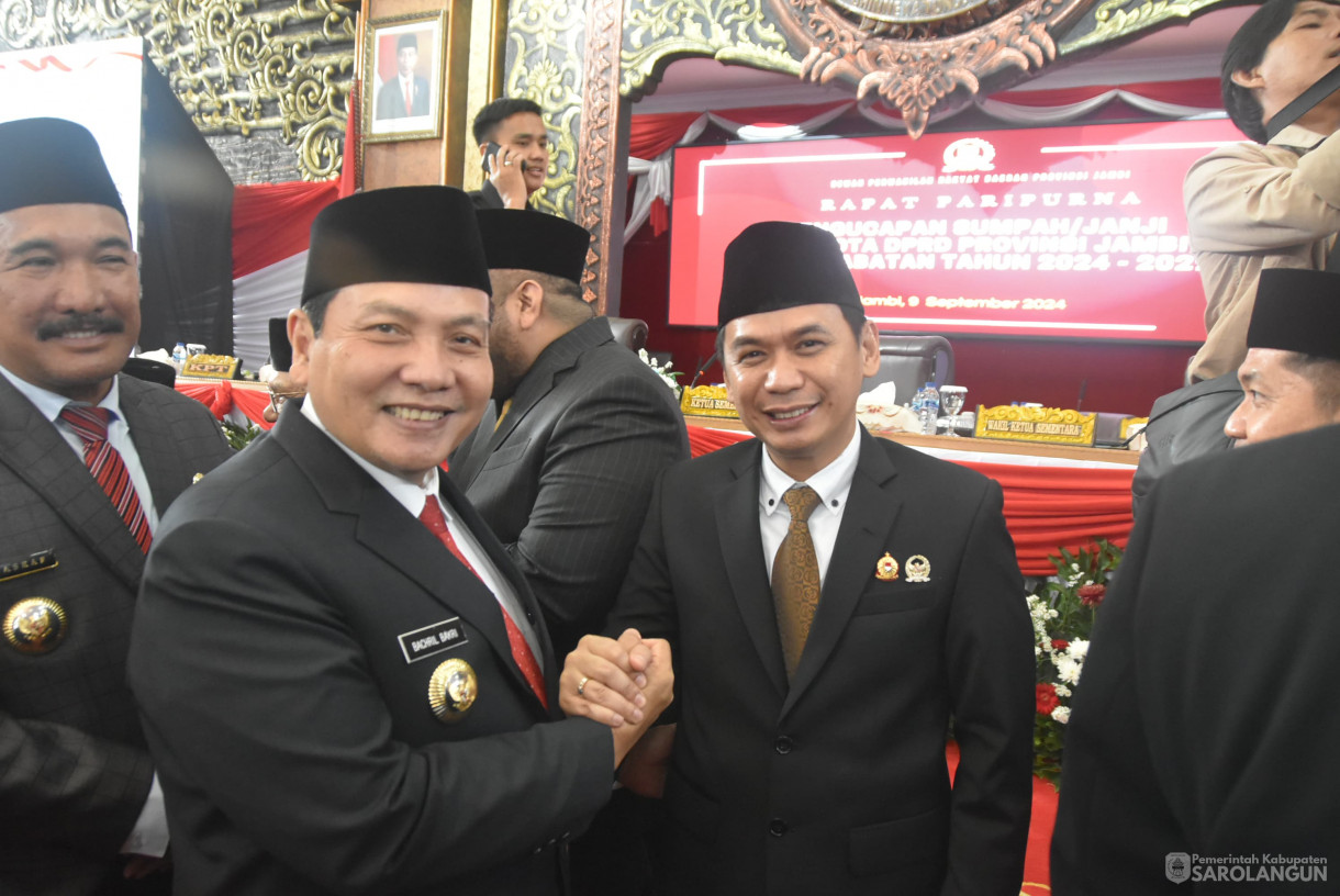 9 September 2024 -&nbsp;Rapat Paripurna Pengucapan Sumpah Janji Anggota DPRD Provinsi Jambi Masa Jabatan Tahun 2024 sd 2029, Bertempat di Ruang Rapat Paripurna DPRD Provinsi Jambi