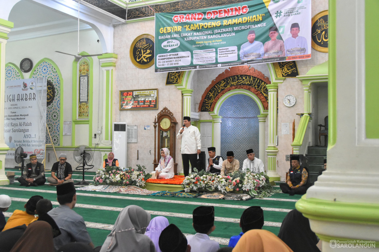 16 Maret 2024 - Grand Opening Gebyar Kampoeng Ramadhan Baznas Microfinance Kabupaten Sarolangun Di Masjid Agung Al Falah Dan Santunan Yatim Piatu Dan Paket Ramadhan Mus