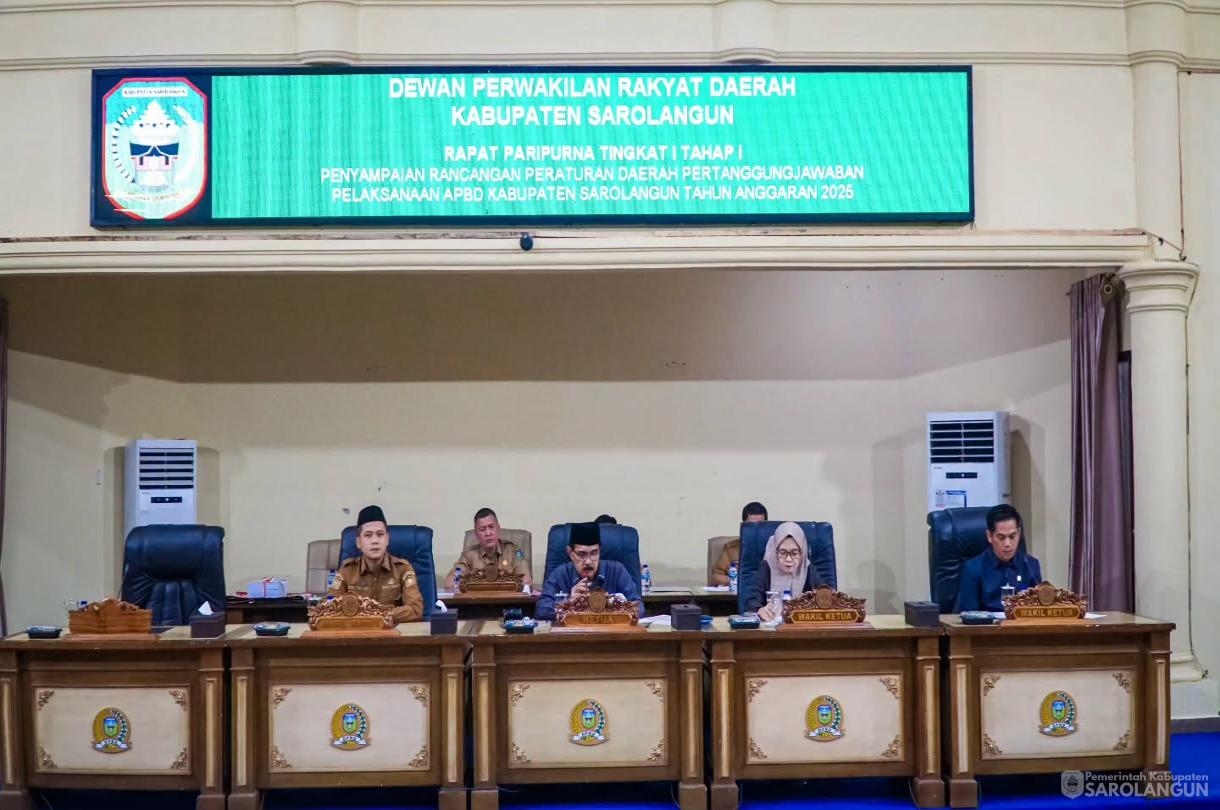 22 Juni 2026 Rapat Paripurna Tingkat I Tahap I Penyampaian Rancangan Peraturan Daerah Pertanggungjawaban Pelaksanaan APBD Kabupaten Sarolangun Tahun Anggaran 2025