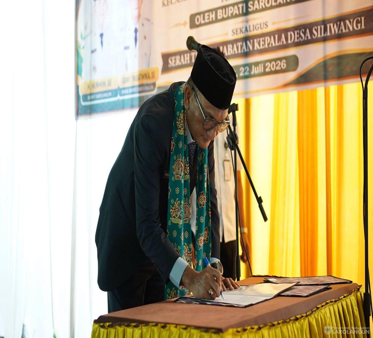 22 Juli 2026 Pelantikan dan Pengambilan Sumpah Kepala Desa Antar Waktu&nbsp; Desa Siliwangi kecamatan Singkut Kabupaten Sarolangun