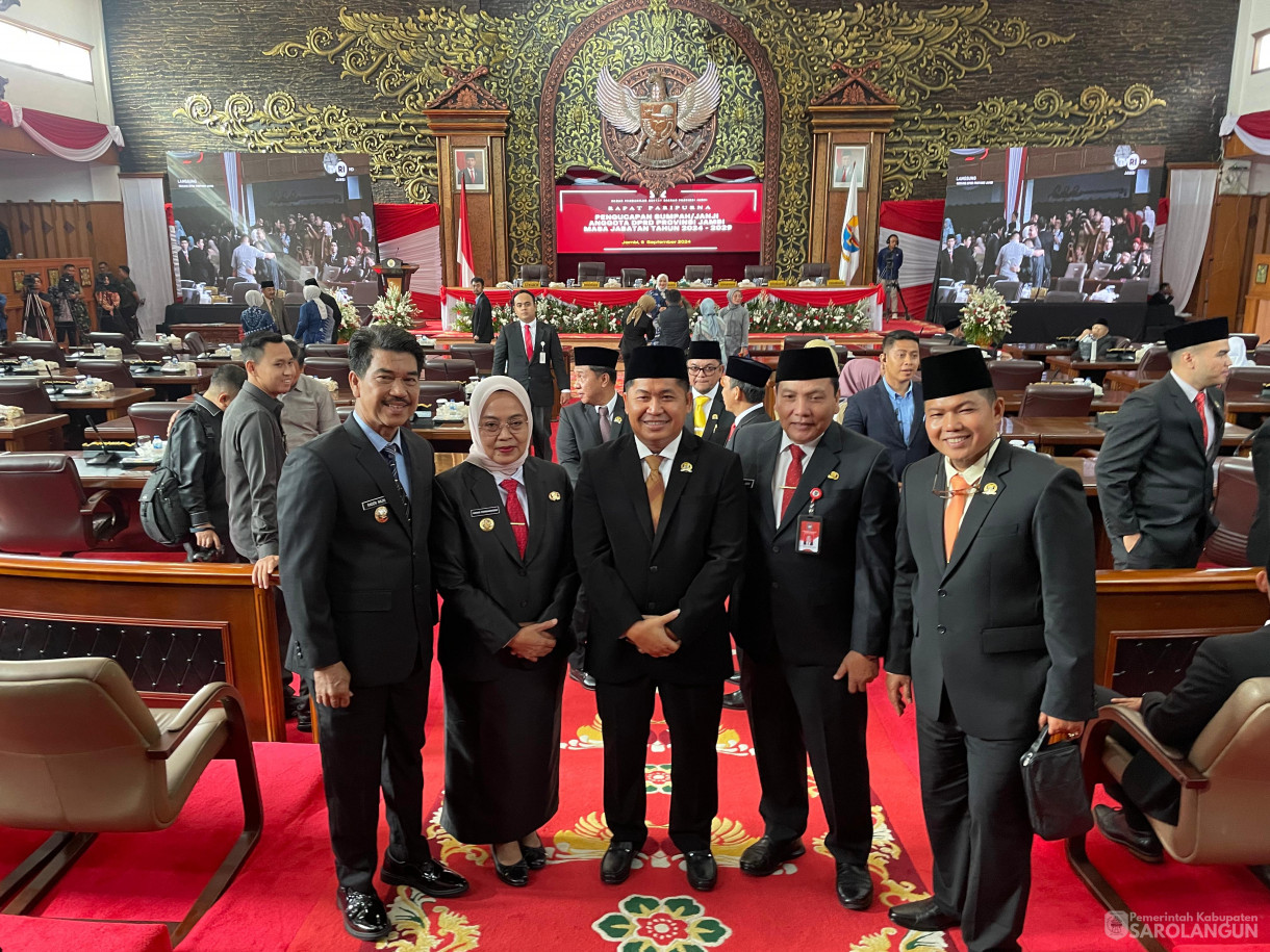 9 September 2024 -&nbsp;Rapat Paripurna Pengucapan Sumpah Janji Anggota DPRD Provinsi Jambi Masa Jabatan Tahun 2024 sd 2029, Bertempat di Ruang Rapat Paripurna DPRD Provinsi Jambi