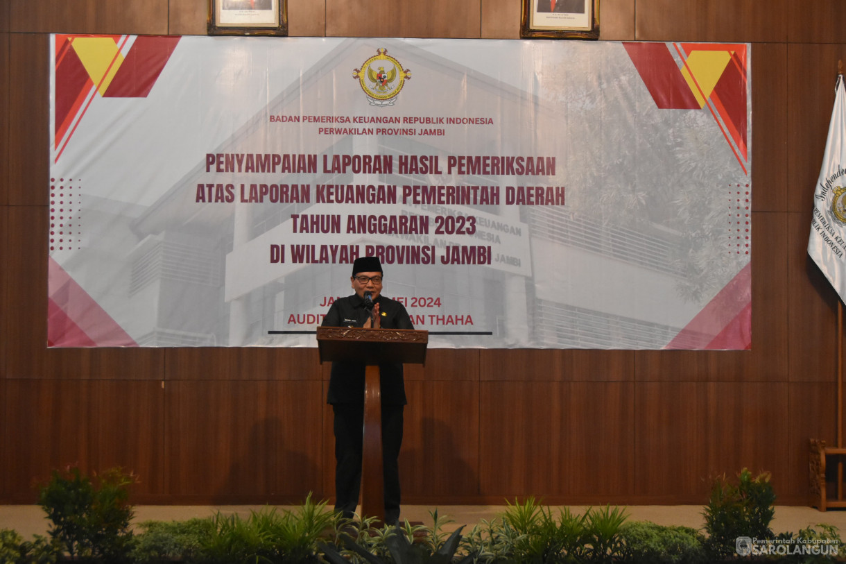 28 Mei 2024 - Penyampaian Laporan Hasil Pemeriksaan Atas Laporan Keuangan Pemerintah Daerah Tahun 2023 Di Wilayah Provinsi Jambi Di Kantor Perwakilan BPK Jambi