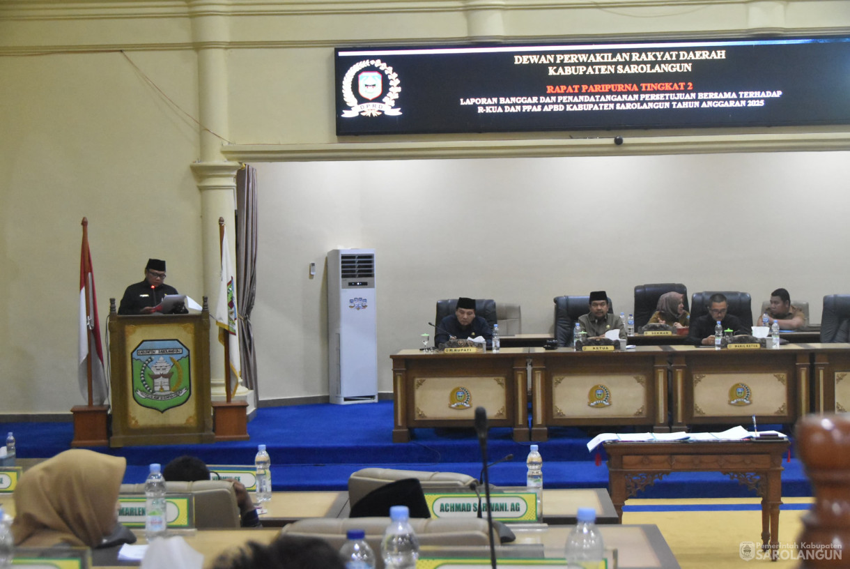 30 Juli 2024 -&nbsp;Rapat Paripurna Tingkat 2 Laporan Banggar Dan Penandatanganan Persetujuan Bersama Terhadap RKUA Dan PPAS APBD Kabupaten Sarolangun, Bertempat di Gedung DPRD Sarolangun