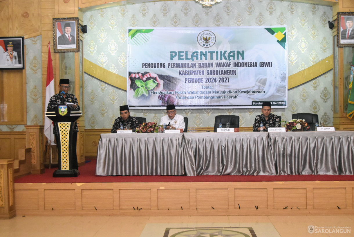 5 Mei 2025 -&nbsp;Pelantikan Pengurus Perwakilan Badan Waqaf Indonesia Kabupaten Sarolangun Periode 2024 sd 2027