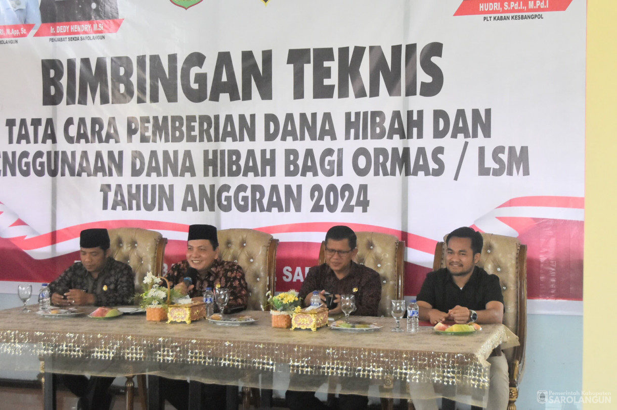 12 September 2024 -&nbsp;Bimbingan Teknis Tata Cara Pemberian Dana Hibah Dan Penggunaan Dana Hibah Bagi Ormas Tahun Anggaran 2024, Bertempat di Aula Saung Bang Raja