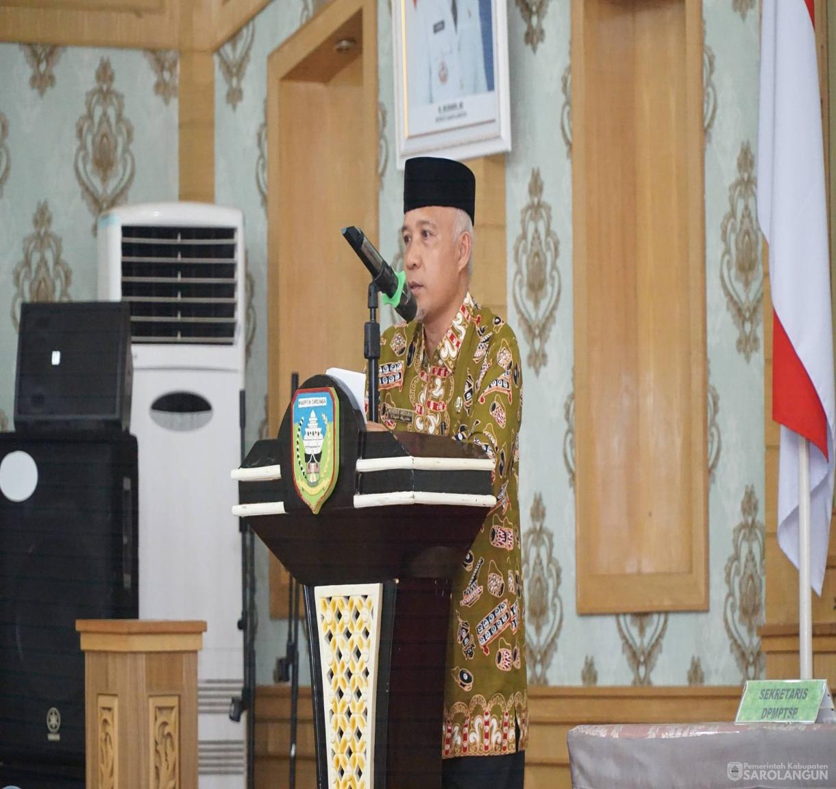 21 Mei 2026 Staff Ahli Bupati Bidang Pemerintah Hukum dan Politik Membuka Kegiatan&nbsp; Sosialisasi PP No. 28 Tahun 2025 tentang Perizinan Berusaha Berbasis Resiko dan Pelaporan Kegiatan Penanaman Modal di Aula Utama Kantor Bupati Sarolangun