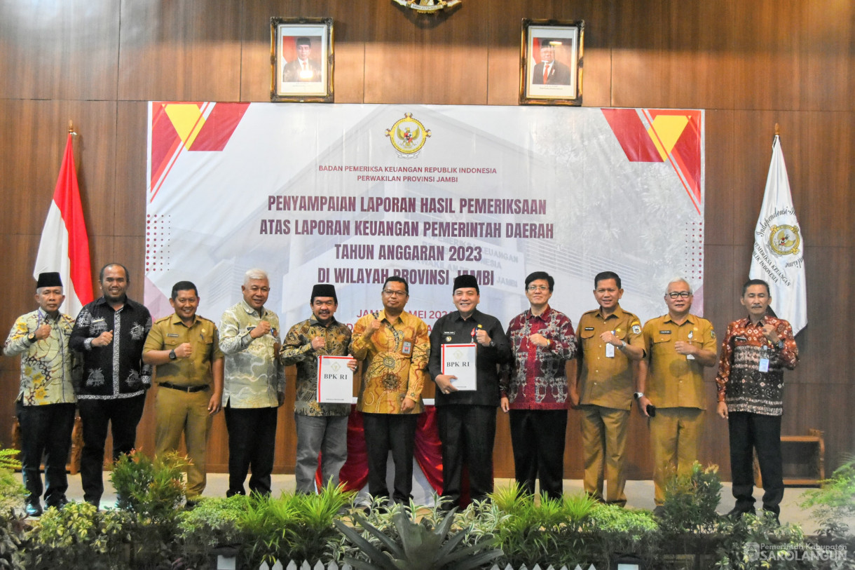 28 Mei 2024 - Penyampaian Laporan Hasil Pemeriksaan Atas Laporan Keuangan Pemerintah Daerah Tahun 2023 Di Wilayah Provinsi Jambi Di Kantor Perwakilan BPK Jambi