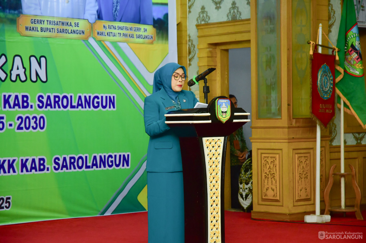 27 Maret 2025 -&nbsp;Pelantikan Pengurus TP PKK Kabupaten Sarolangun Periode Tahun 2025 sd 2030 Oleh Ketua TP PKK Kabupaten Sarolangun Bertempat di Ruang Aula Utama Kantor Bupati Sarolangun