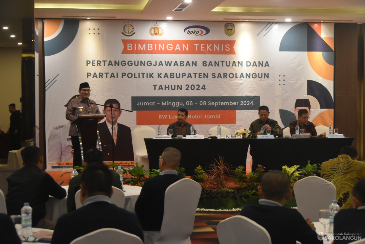 6 September 2024 - Bimbingan Teknis Tentang Pelaporan Dan 
Pertanggungjawaban Dana Hibah Partai Politik Tahun 2024, Bertempat di 
Ballroom BW Luxury Jambi