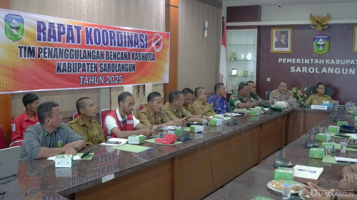27 Mei 2025 - Wakil Bupati Sarolangun&nbsp; Memimpin Rapat Kordinasi Tim Penangulanan Bencana Karhutla kabupaten Sarolangun Tahun 2025