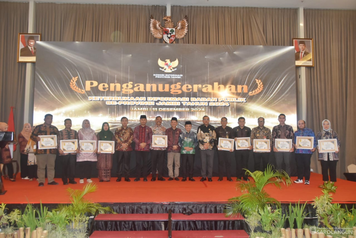 11 Desember 2024 - Penganugerahan Keterbukaan Informasi Badan Publik Se Provinsi Jambi, Bertempat di Ballroom Swissbell Hotel Jambi