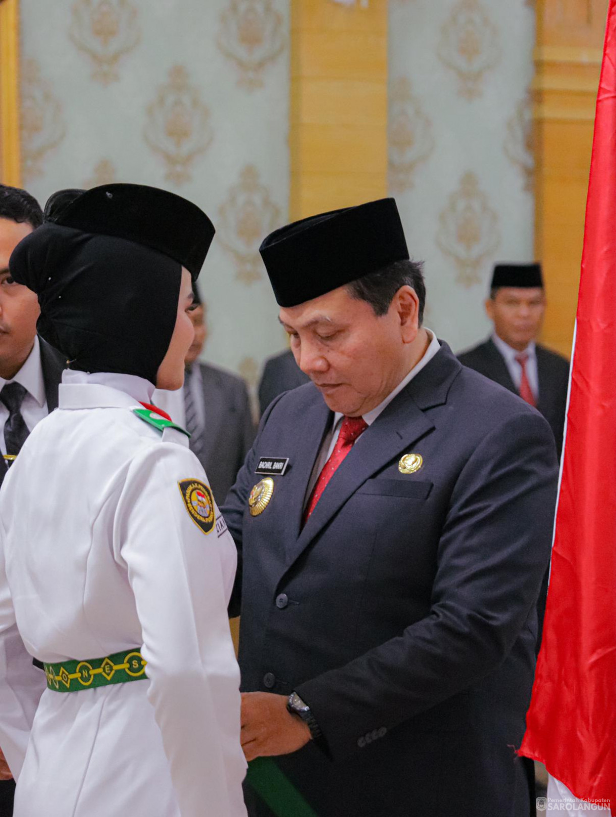15 Agustus 2024 -&nbsp;Pengukuhan Pasukan Pengibar Bendera Pusaka, Bertempat di Aula Utama Kantor Bupati Sarolangun