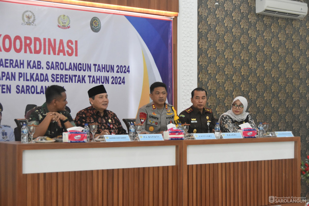 2 Mei 2024 - Rapat Koordinasi Forkopimda Dalam Menghadapi  Pemilihan Kepala Daerah Serentak Tahun 2024 Di Ballroom Golden Hotel Sarolangun