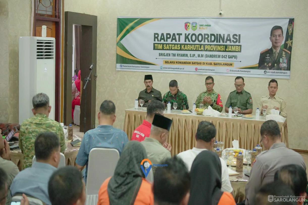 21 Agustus 2026 Rapat Koordinasi Tim Satgas karhutla Provinsi Jambi, bertempat di rumah Dinas bupati Sarolangun
