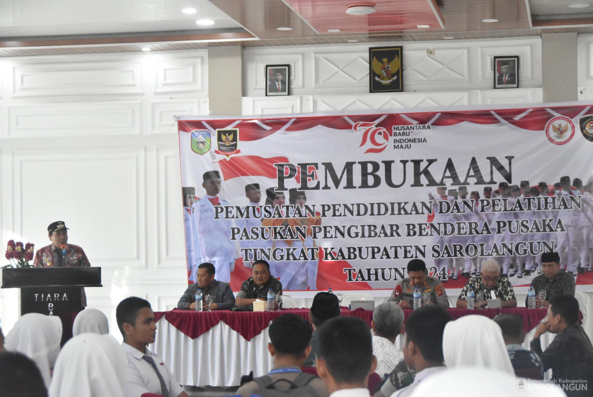 2 Agustus 2024 -&nbsp;Pembukaan Pemusatan Pendidikan Dan Pelatihan Pasukan Pengibar Bendera Pusaka Tingkat Kabupaten Sarolangun Tahun 2024, Bertempat di Ballroom Hotel Nafiti Sarolangun