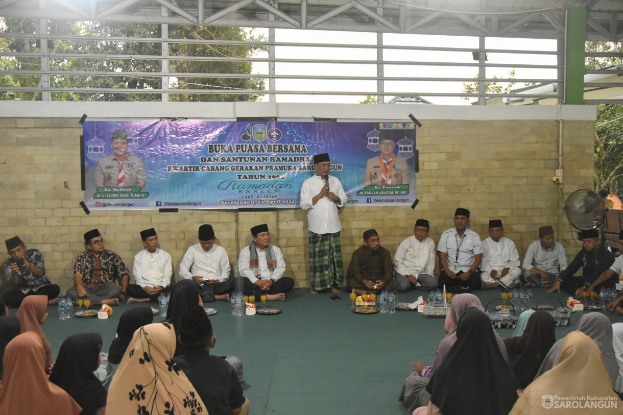 03 April 2024 - Buka Puasa Bersama Dan Santunan Ramadhan Kwartir Cabang Gerakan Pramuka Sarolangun Tahun 2024 Di Kediaman Ka. Kwarcab M. Fadlan Arafiqi, SE., MH