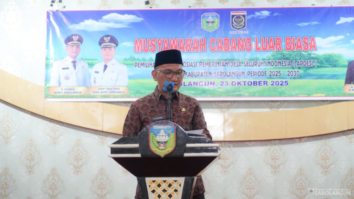 23 Oktober 2025&nbsp; Pembukaan Musyawarah Cabang Luar Biasa Pemilihan Ketua APDESI Merah Putih Kab Sarolangun Periode 2025 sd 2030 Bertempat di ruang pola kantor bupati Sarolangun