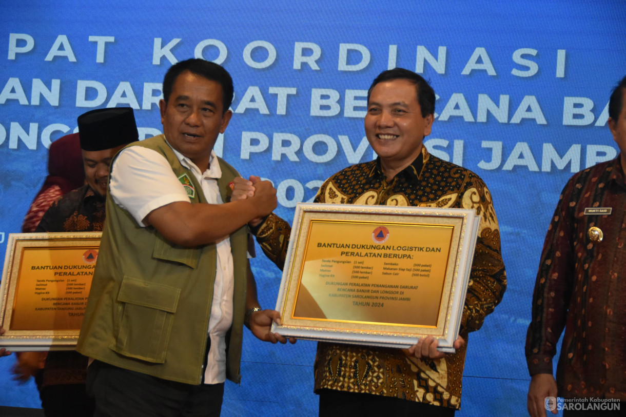 25 Januari 2024 - Rapat Koordinasi Penanganan Bencana Banjir Dan Longsor Provinsi Jambi Tahun 2024 Di Auditorium Rumah Dinas Gubernur Jambi