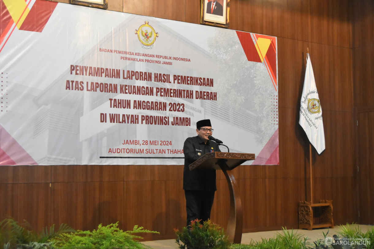 28 Mei 2024 - Penyampaian Laporan Hasil Pemeriksaan Atas Laporan Keuangan Pemerintah Daerah Tahun 2023 Di Wilayah Provinsi Jambi Di Kantor Perwakilan BPK Jambi