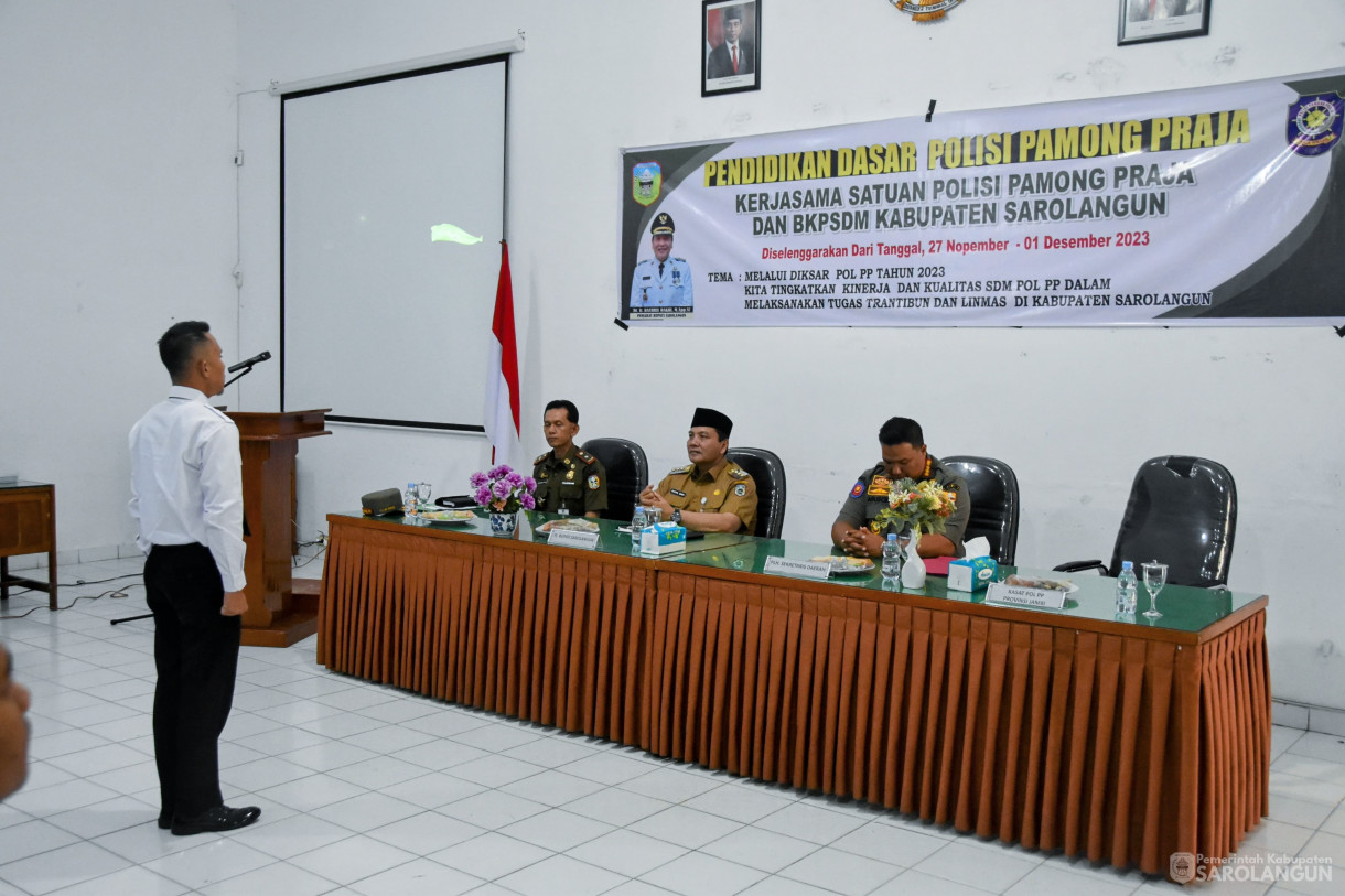 27 November 2023 - Pembukaan Pendidikan Dasar Polisi Pamong Praja Kabupaten Sarolangun Tahun 2023 Di Gedung Diklat BKPSDM Kabupaten Sarolangun