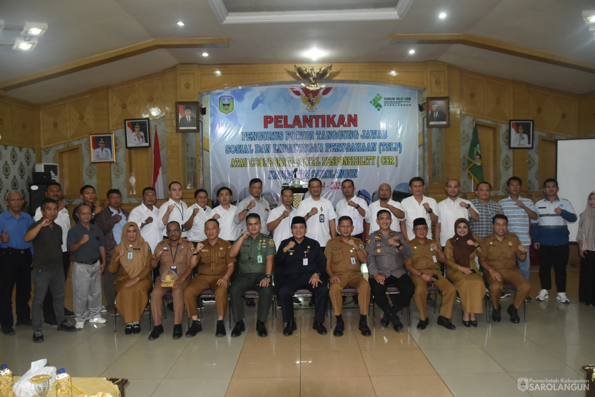 22 Juli 2024 - Pelantikan Pengurus Forum Tanggung Jawab Sosial Dan Lingkungan Perusahaan Atau Coorporate Social Responsibility Kabupaten Sarolangun Masa Bakti 2024 sd 2029, Bertempat di Ruang Aula Utama Kantor Bupati Sarolangun