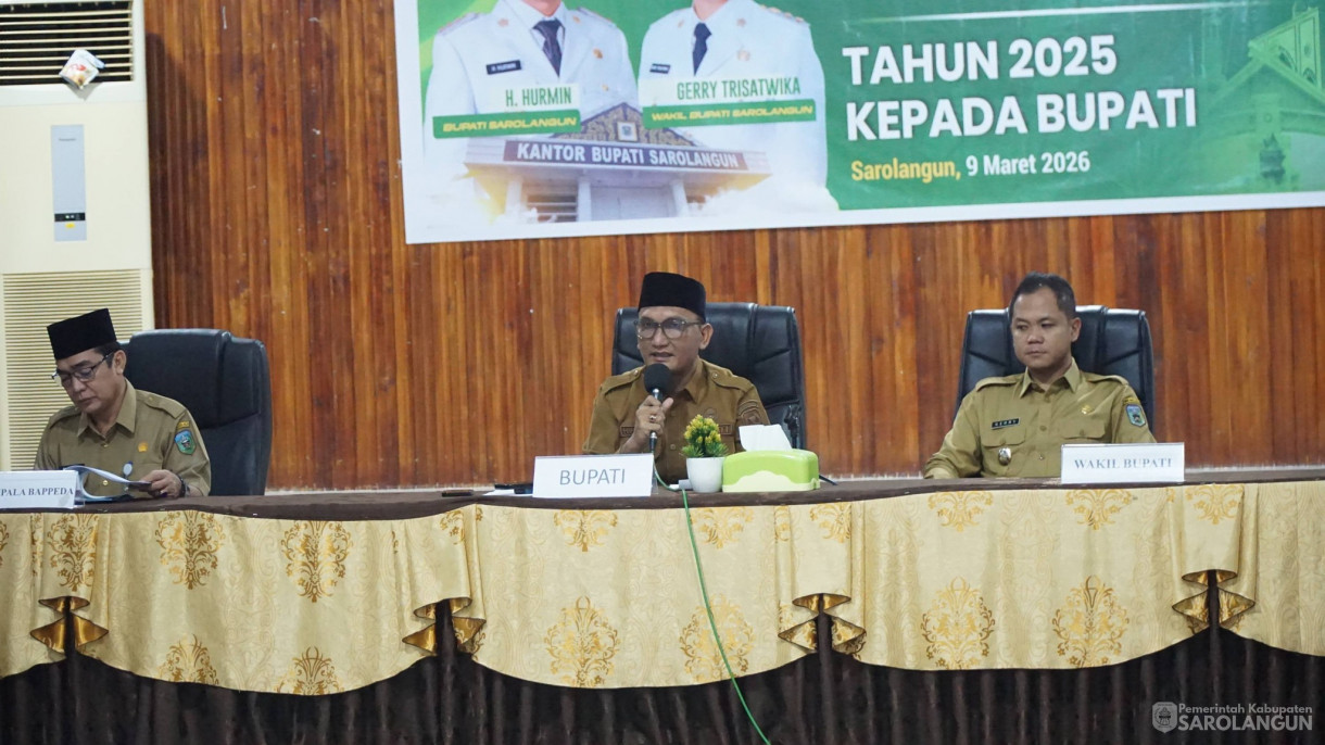 9 Maret 2026&nbsp;Paparan Laporan Keterangan Pertanggungjawaban Kepala Perangkat Daerah&nbsp; Tahun 2025 Kepada Bupati Sarolangun di Aula Bappeda Sarolangun