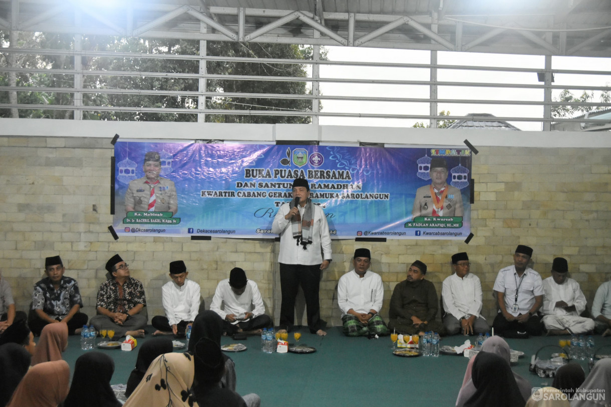 03 April 2024 - Buka Puasa Bersama Dan Santunan Ramadhan Kwartir Cabang Gerakan Pramuka Sarolangun Tahun 2024 Di Kediaman Ka. Kwarcab M. Fadlan Arafiqi, SE., MH