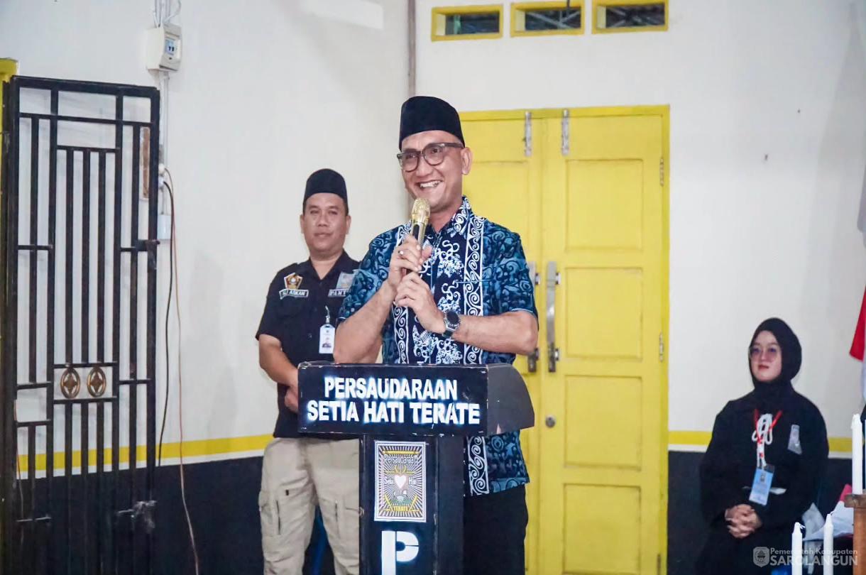 29 Juni 2026 Bupati Sarolangun Menghadiri Acara Pengesahan Warga Baru Tingkat 1 Persaudaraan Setia Hati Terate Cabang Kabupaten Sarolangun Pusat Madiun di Padepokan Satria Krida PSHT Cabang Sarolangun