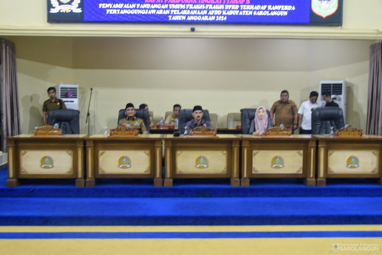 16 Juni 2025 -&nbsp;Rapat Paripurna Tingkat I Tahap II Penyampaian Pandangan Umum Fraksi Fraksi DPRD Terhadap Ranperda Pertanggungjawaban Pelaksanaan APBD Kabupaten Sarolangun