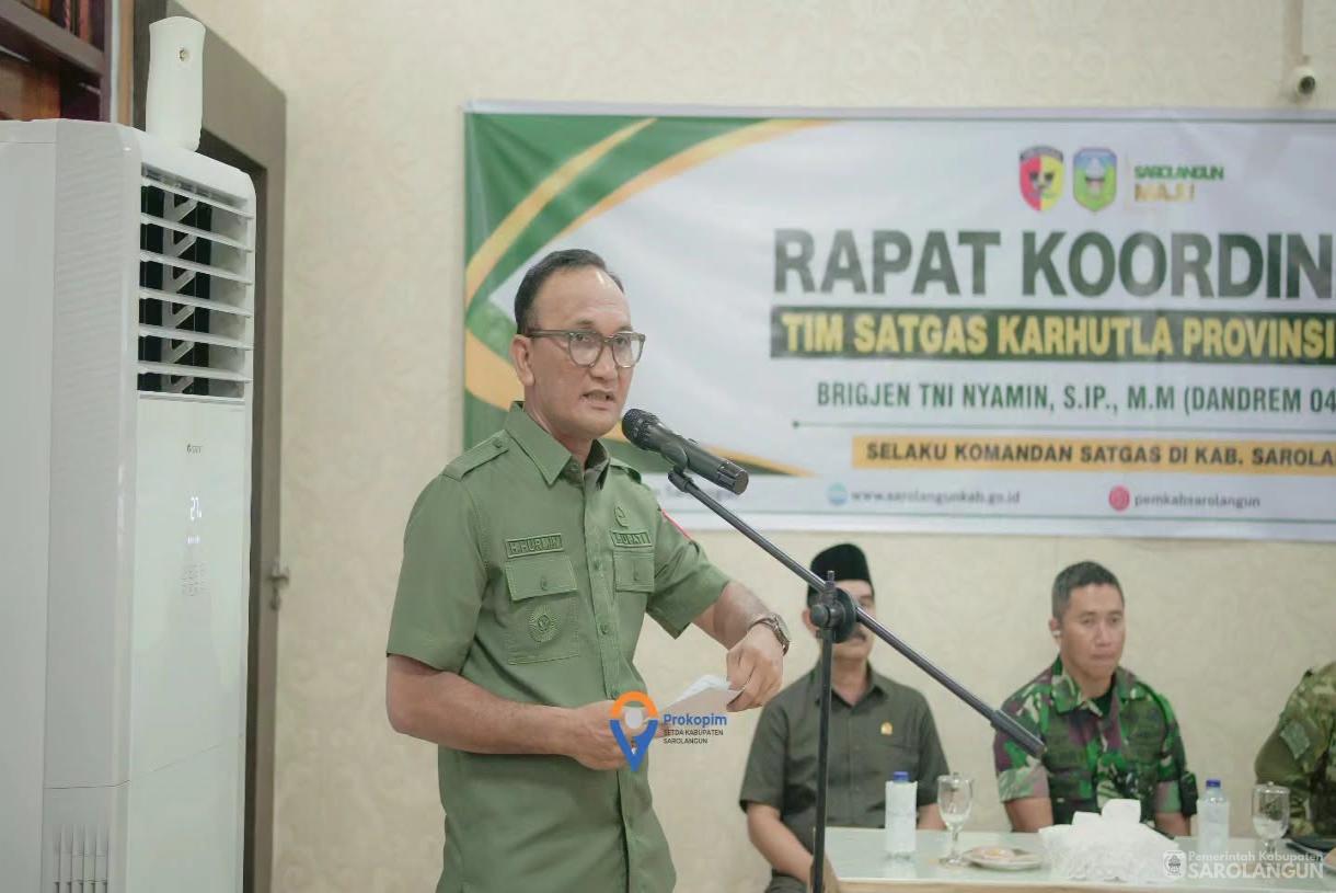 21 Agustus 2026 Rapat Koordinasi Tim Satgas karhutla Provinsi Jambi, bertempat di rumah Dinas bupati Sarolangun