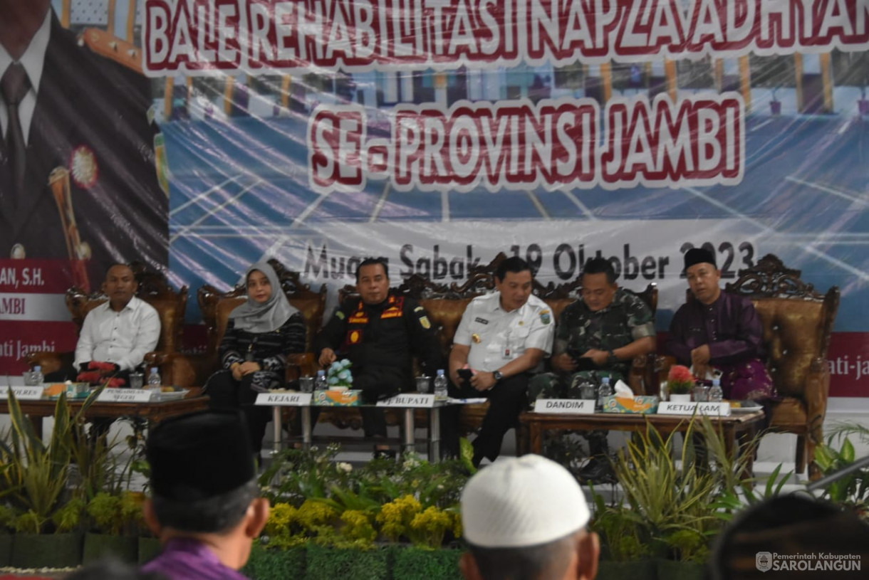 19 Oktober 2023 - Penjabat Bupati Sarolangun Menghadiri Acara Peresmian Rumah Restorative Justice dan BaleRehabilitasi Napza Adhyaksa SeProvinsi Jambi di Balai Desa Sungai Baung