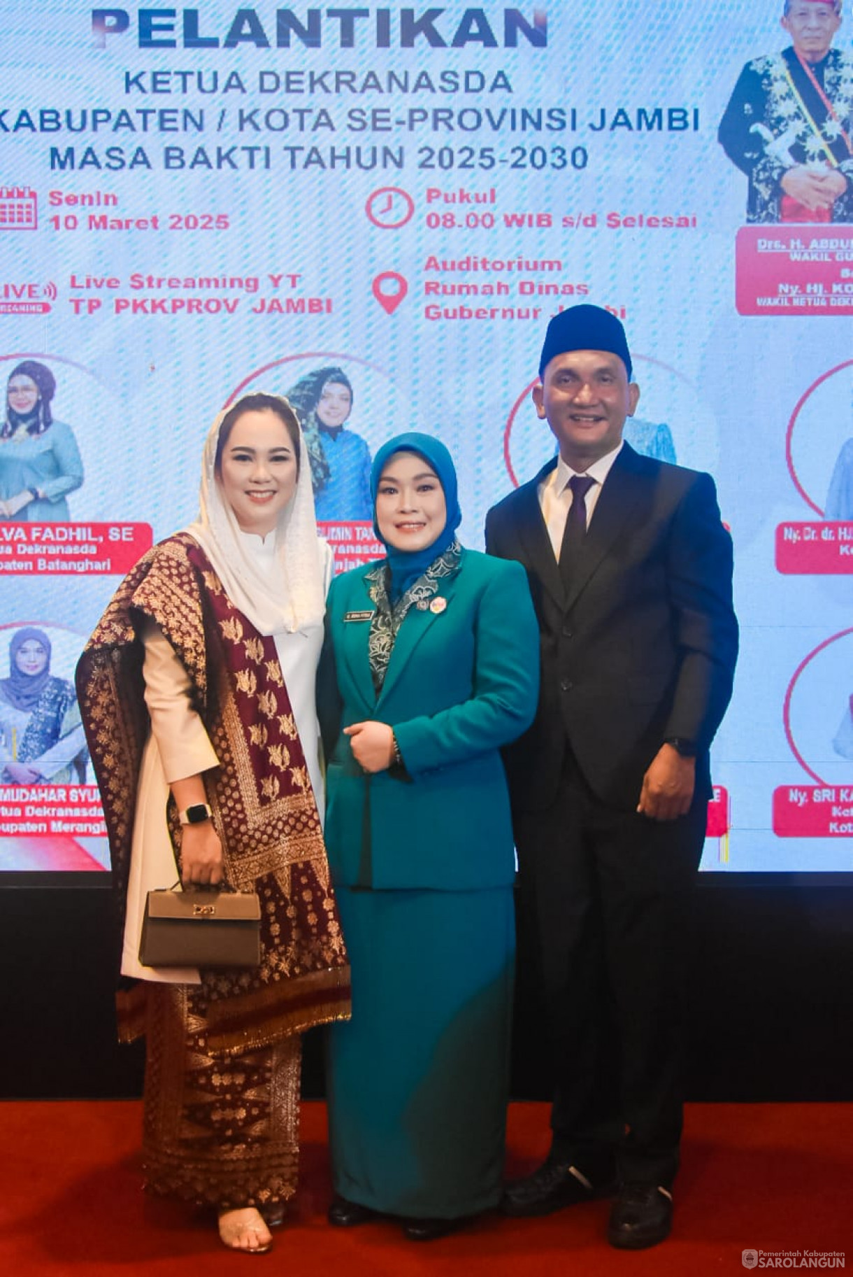 10 Maret 2025 - Pelantikan Ketua TP PKK, Bunda PAUD, Ketua Dekranasda Se Provinsi Jambi Bertempat di Auditorium Rumah Dinas Gubernur Jambi