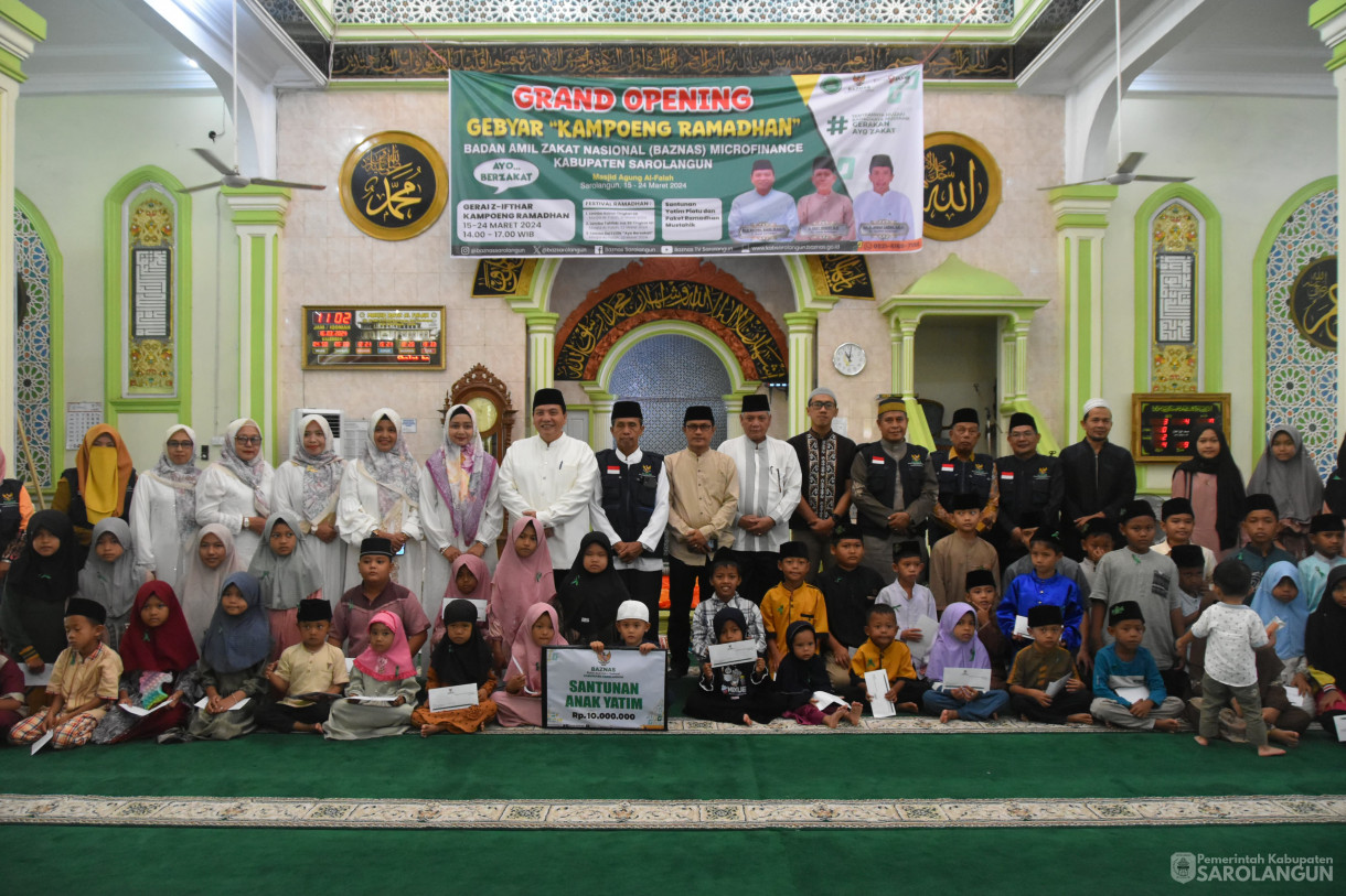 16 Maret 2024 - Grand Opening Gebyar Kampoeng Ramadhan Baznas Microfinance Kabupaten Sarolangun Di Masjid Agung Al Falah Dan Santunan Yatim Piatu Dan Paket Ramadhan Mus