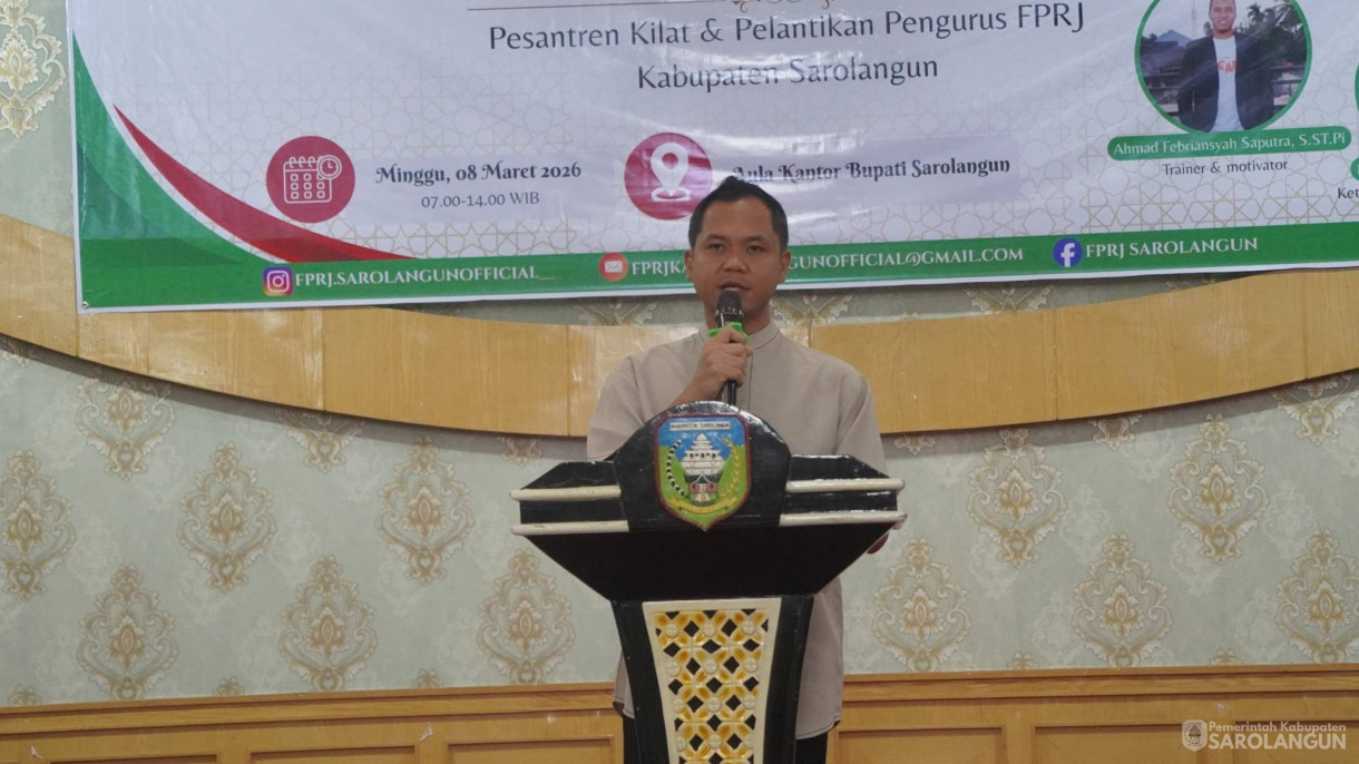 8 Maret 2026 Wakil bupati Sarolangun Membuka acara Spark Ramadhan 1447H. Pesantren kilat dan pelantikan pengurus FPRJ, kabupaten Sarolangun