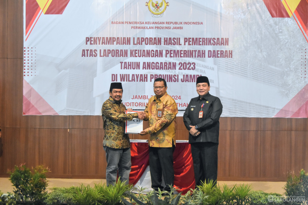 28 Mei 2024 - Penyampaian Laporan Hasil Pemeriksaan Atas Laporan Keuangan Pemerintah Daerah Tahun 2023 Di Wilayah Provinsi Jambi Di Kantor Perwakilan BPK Jambi