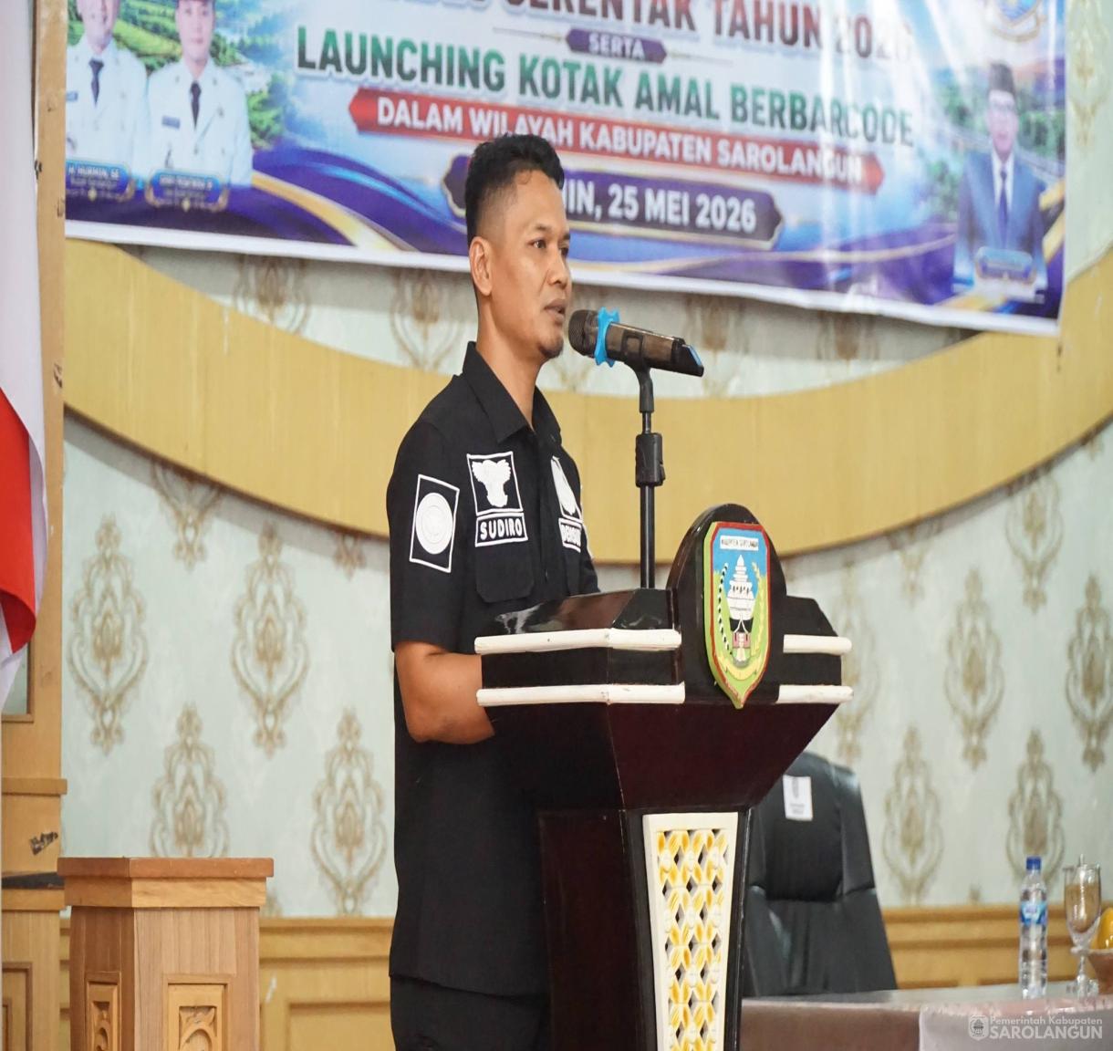 25 Mei 2026 Bupati Sarolangun membuka Acara Sosialisasi dan Penandatanganan Kesepakatan bersama Forkopimda dalam Pelaksanaan Pilkades Serentak Tahun 2026 serta Launching Kotak Amal Berbarcode di Wilayah Kabupaten Sarolangun