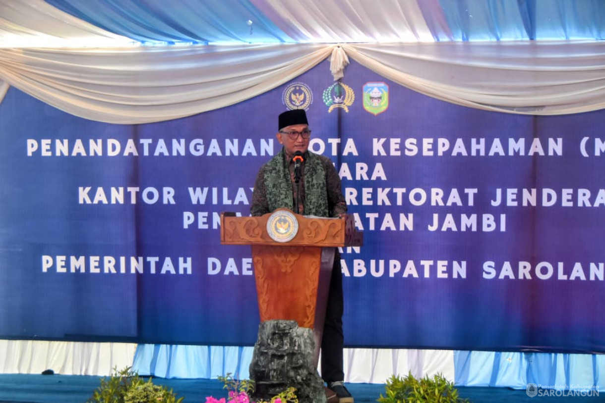 2 Oktober 2025 Penandatanganan Nota Kesepahaman Antara Kantor Wilayah Direktorat Jenderal Permasyarakatan Jambi dengan Pemerintah Kabupaten Sarolangun sekaligus Peresmian Sarana Asimilasi dan Edukasi WBP dan Panen Bidang Perkebunan dan Perikanan di Lap