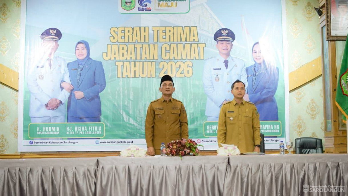 14 April 2026 Serah Terima Jabatan Camat Tahun 2026 di Ruang Aula Utama Kantor Bupati Sarolangun