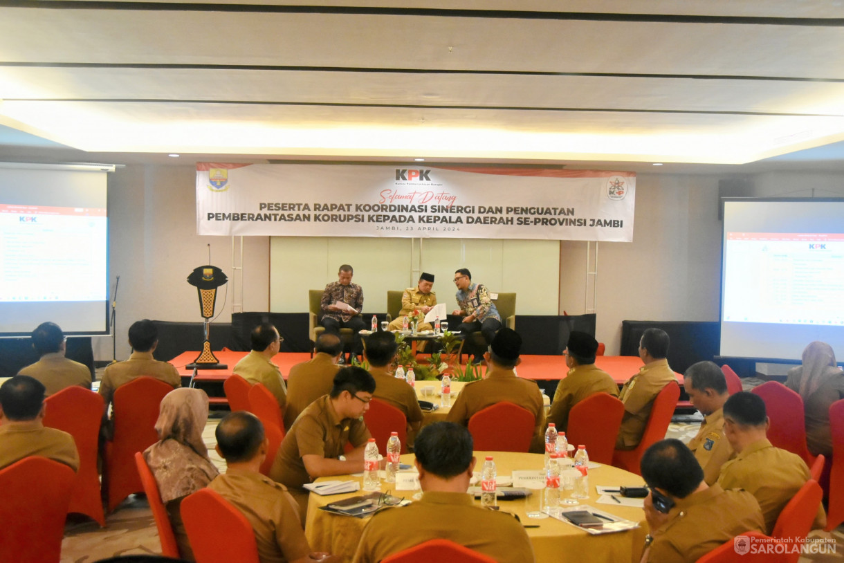 23 April 2024 - Rapat Koordinasi Sinergi Dan Penguatan Pemberantasan Korupsi Kepada Kepala Daerah SeProvinsi Jambi Di  Swissbell Hotel Jambi