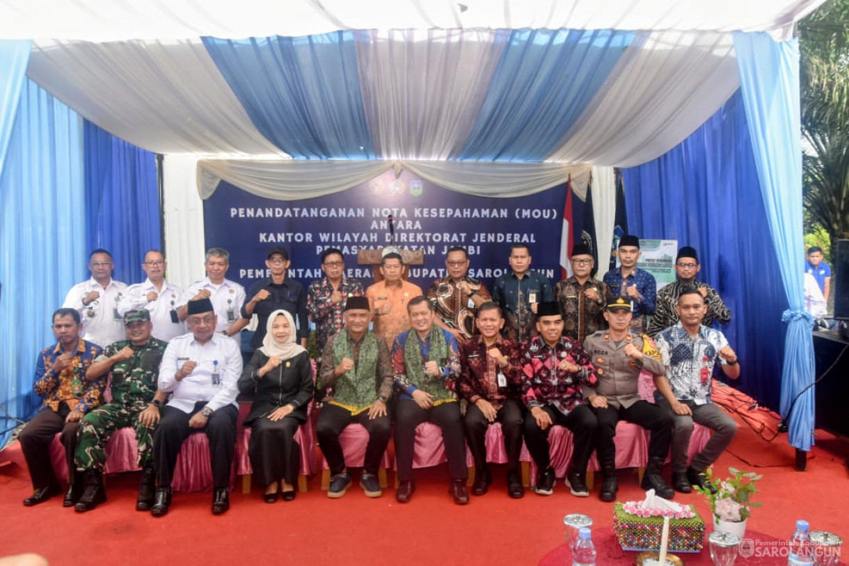 2 Oktober 2025 Penandatanganan Nota Kesepahaman Antara Kantor Wilayah Direktorat Jenderal Permasyarakatan Jambi dengan Pemerintah Kabupaten Sarolangun sekaligus Peresmian Sarana Asimilasi dan Edukasi WBP dan Panen Bidang Perkebunan dan Perikanan di Lap