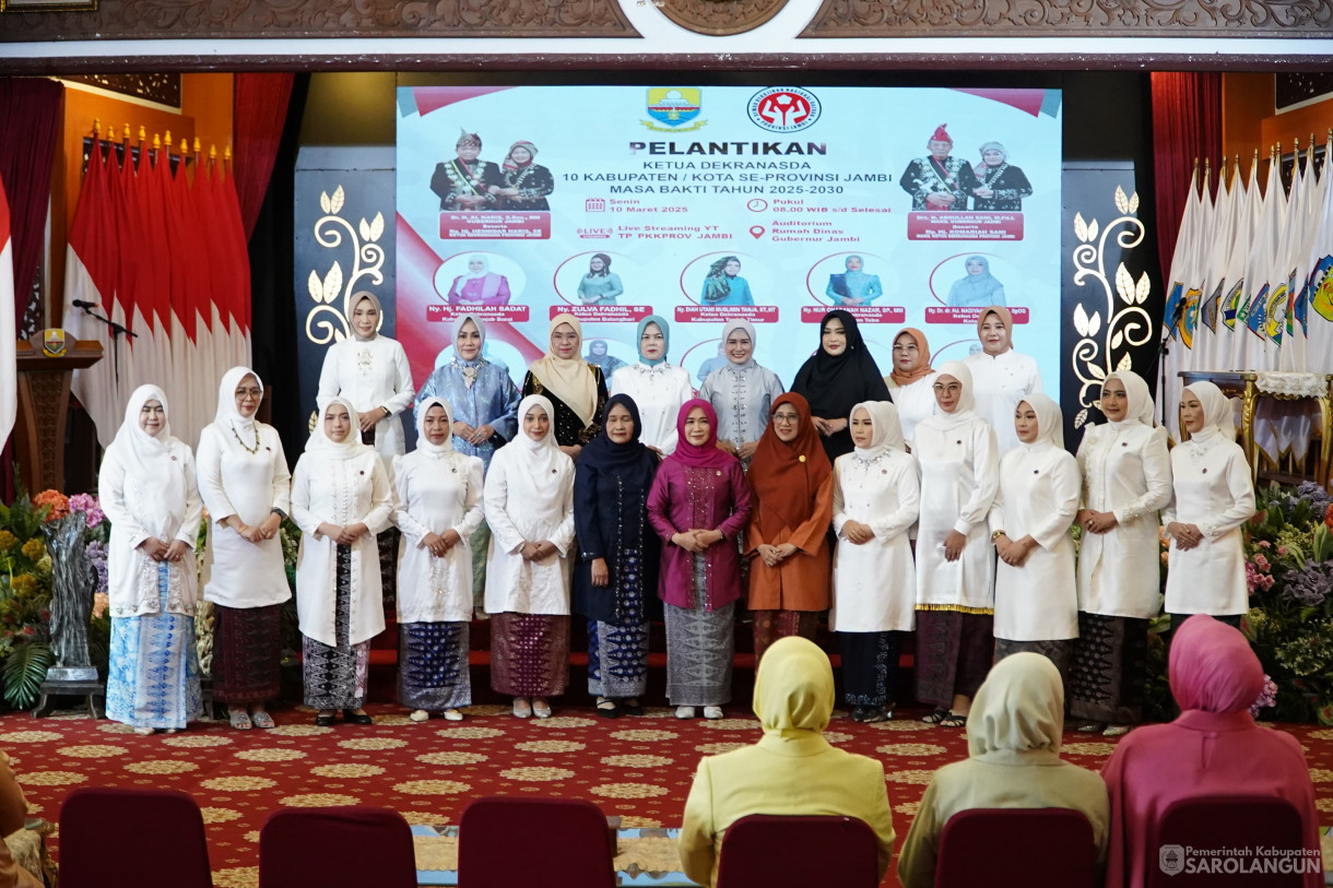 10 Maret 2025 - Pelantikan Ketua TP PKK, Bunda PAUD, Ketua Dekranasda Se Provinsi Jambi Bertempat di Auditorium Rumah Dinas Gubernur Jambi
