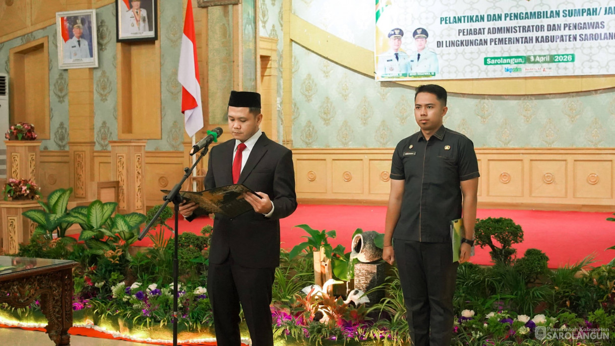 9 April 2026 Pelantikan dan Pengambilan Sumpah Janji Jabatan Pejabat Administrator dan Pengawas di Lingkungan Pemkab Sarolangun