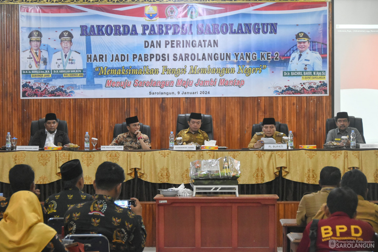 9 Januari 2024 - Rakorda PABPDESI Sarolangun Dan Peringatan Hari Jadi Papbdsi Sarolangun Ke 2 Di Aula Bappeda Sarolangun