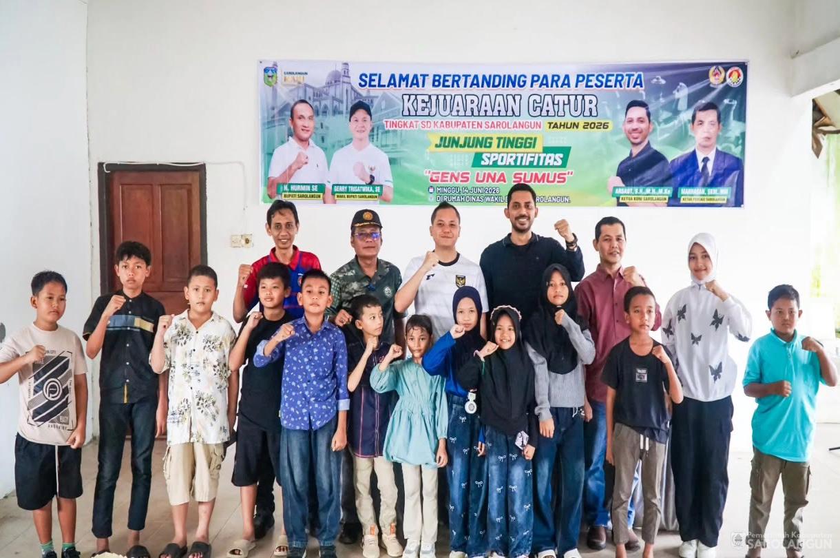 14 Juni 2026 Wakil Bupati Sarolangun Membuka Kejuaraan Catur Junior tingkat SD Kab. Sarolangun di Rumah Dinas Wakil Bupati Sarolangun