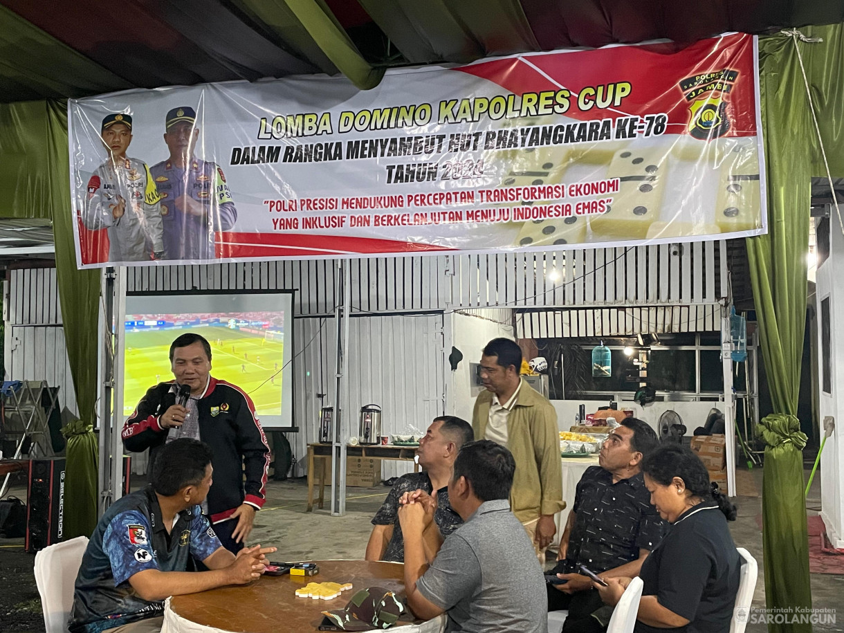 19 Juni 2024 - Lomba Domino Kapolres Cup Dalam Rangka Menyambut HUT Bhayangkara Ke 78 Tahun 2024 Di Rumah Dinas Kapolres Sarolangun