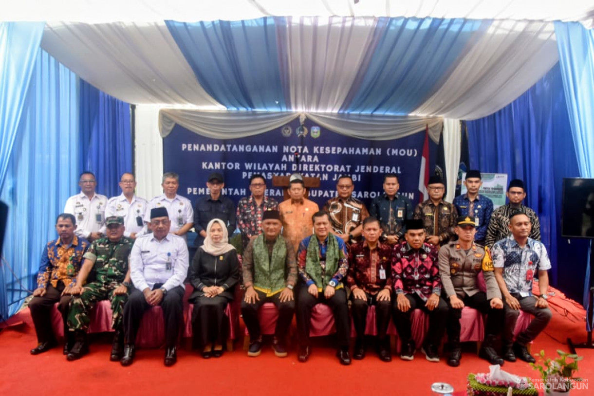 2 Oktober 2025 Penandatanganan Nota Kesepahaman Antara Kantor Wilayah Direktorat Jenderal Permasyarakatan Jambi dengan Pemerintah Kabupaten Sarolangun sekaligus Peresmian Sarana Asimilasi dan Edukasi WBP dan Panen Bidang Perkebunan dan Perikanan di Lap