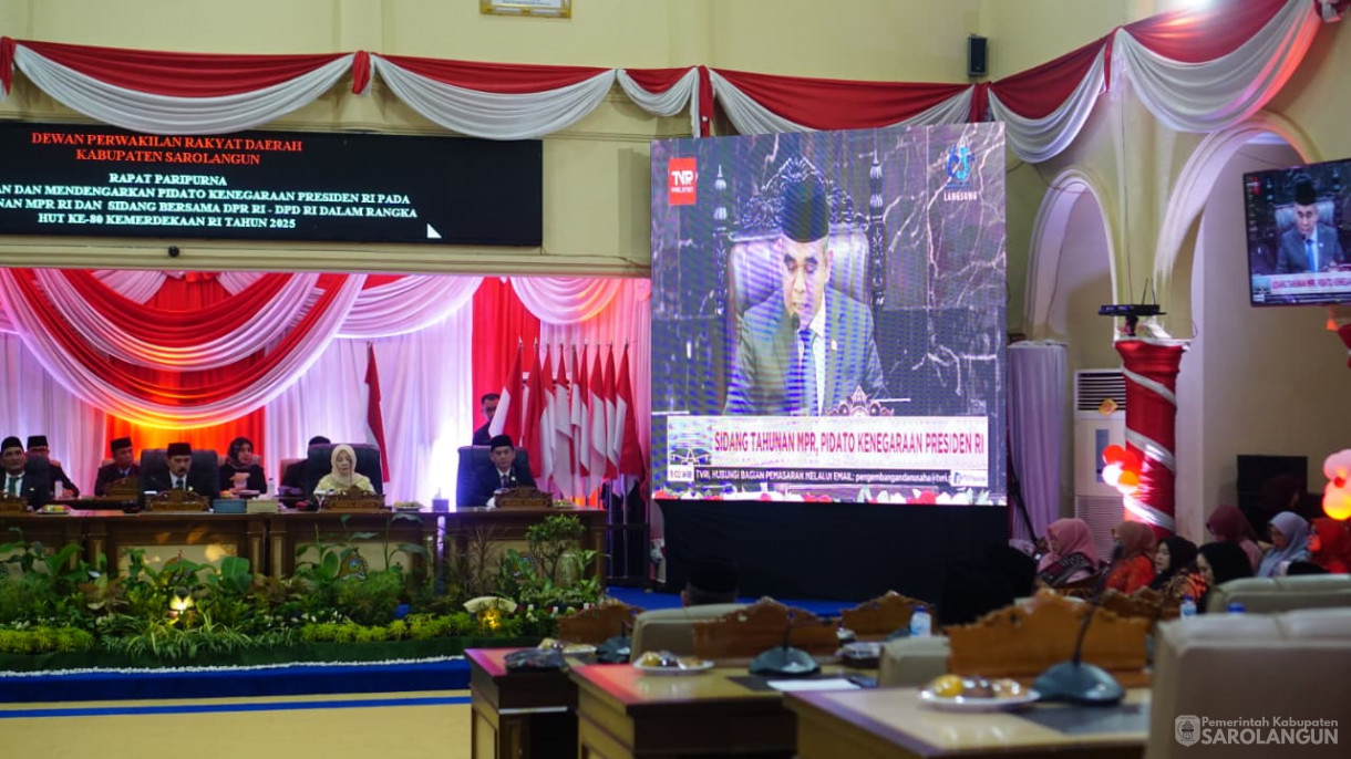 15 Agustus 2025 -&nbsp;Mendengarkan dan Menyaksikan Sidang Tahunan MPR RI Dan Pidato Kenegaraan Presidan RI Dalam Rangka HUT KE 80 Kemerdekaan RI Dalam Sidang Bersama DPR DPD RI